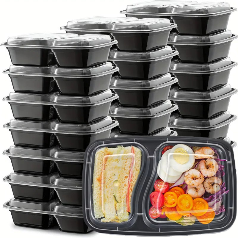 Meal Prep Tupperware - 10 Sets Einweg-Lebensmittelbehälter mit Deckel, Plastik-Bento-Lunchbox,