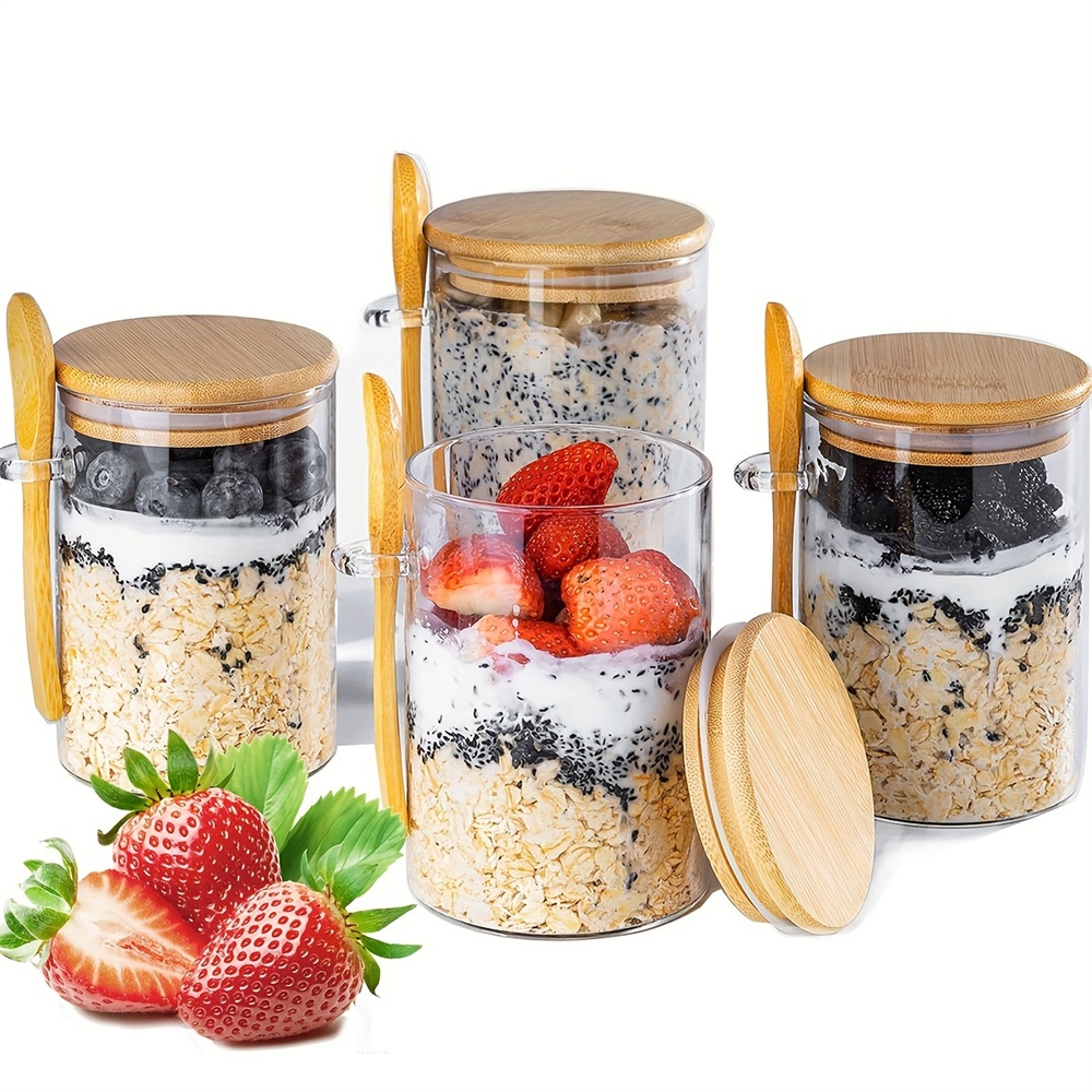 Meal Prep Overnight Oats - Overnight-Oats-Behälter mit Deckel 1/2/3/4er-Pack 16oz Luftdichte