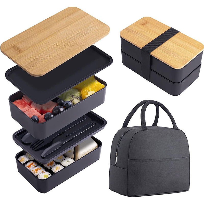 Meal Prep Rezepte - Stapelbare Bento-Box mit Utensilien, 1200 ml,