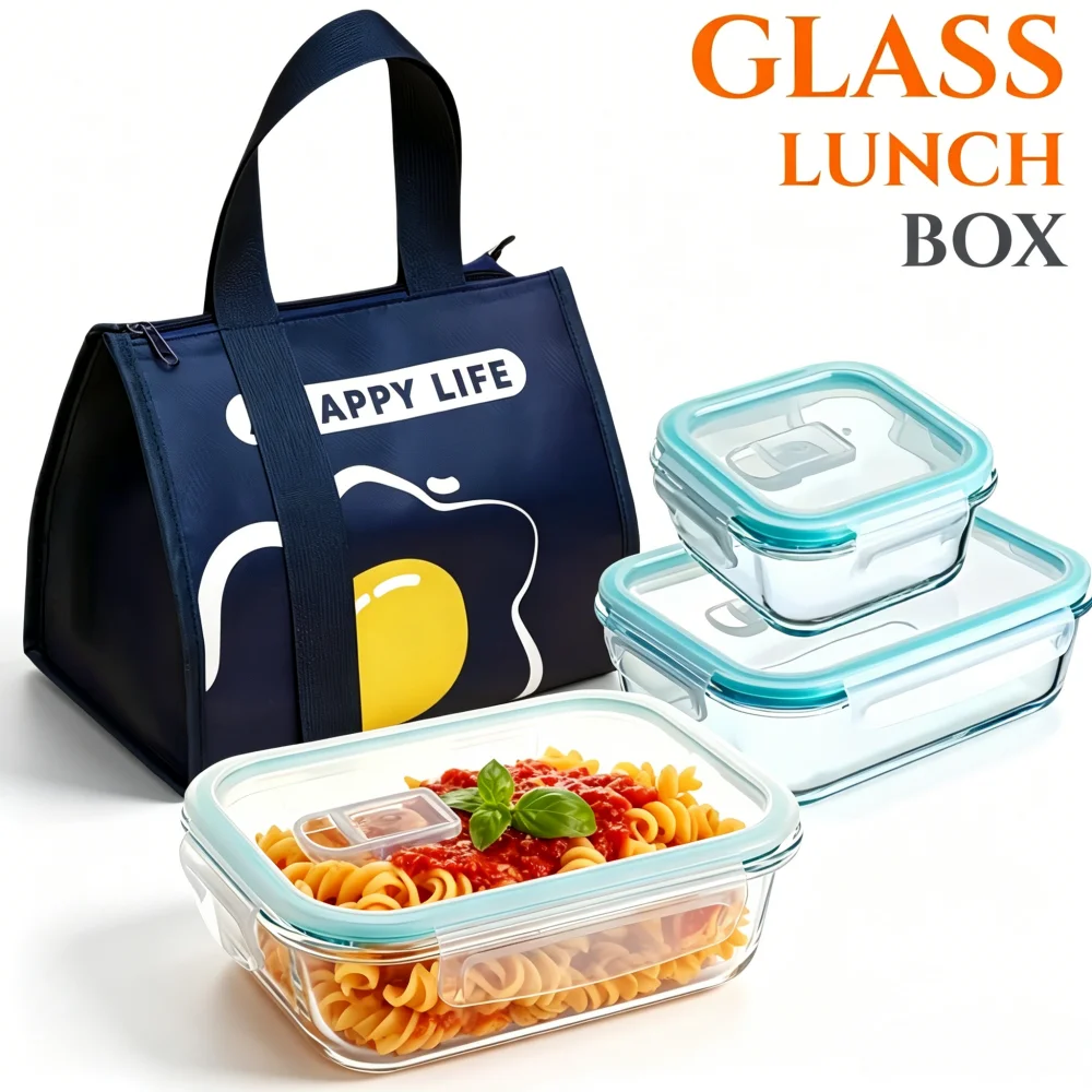 Meal Prep Rezepte - BPA-freie Glas-Lunchbox Rechteckige Lebensmittelbehälter Küchenzubehör Sichere
