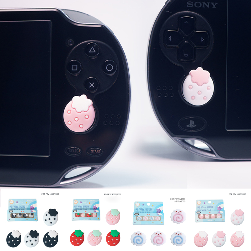 Strawberry Huller - 4 Stück Erdbeer-Soft-Joystick-Griffkappen für Sony PlayStation