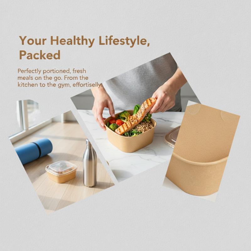 Meal Prep Delivery - Einweg-Lunchboxen aus quadratischem Kraftpapier mit Deckeln,