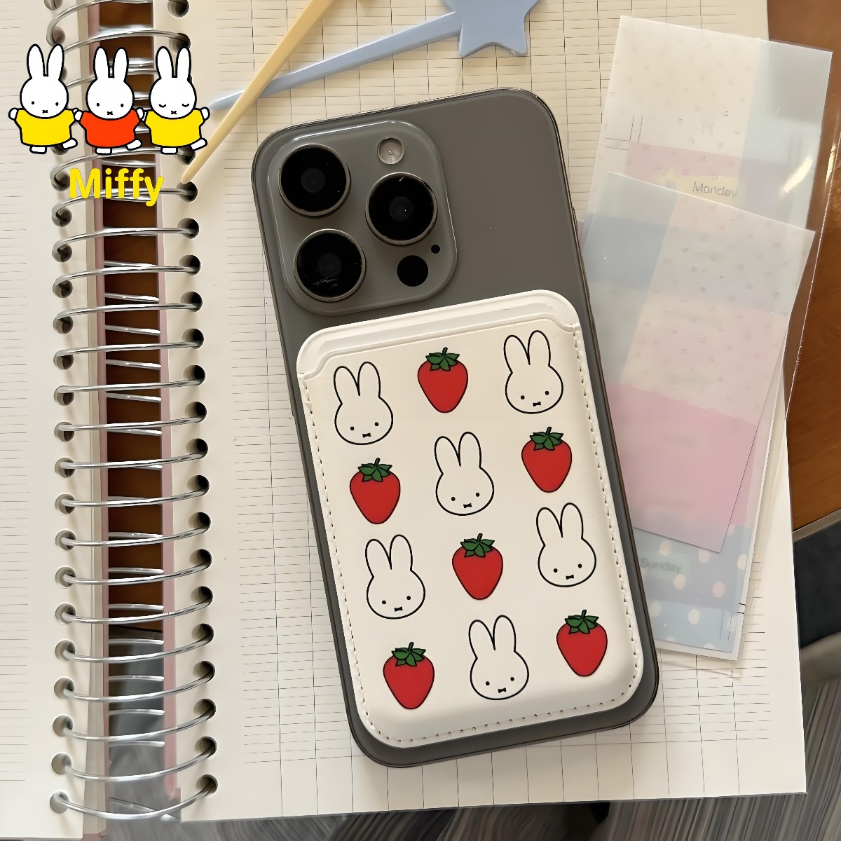 Strawberry Huller - Kawaii Miffy Kaninchen Magnetische Kartenhülle Niedliche