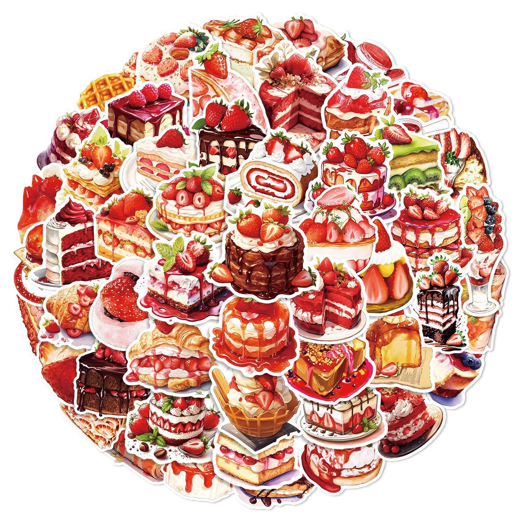 Strawberry Huller - 50PCS Erdbeere Kuchen Dessert Graffiti Aufkleber