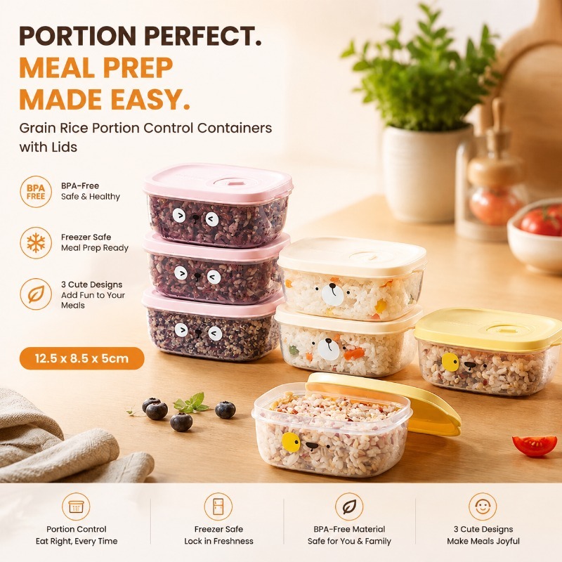 Meal Prep Weight Loss - Lebensmittelechter Portionskontrollbehälter für Mehrkornreis zur Gewichtsreduzierung,