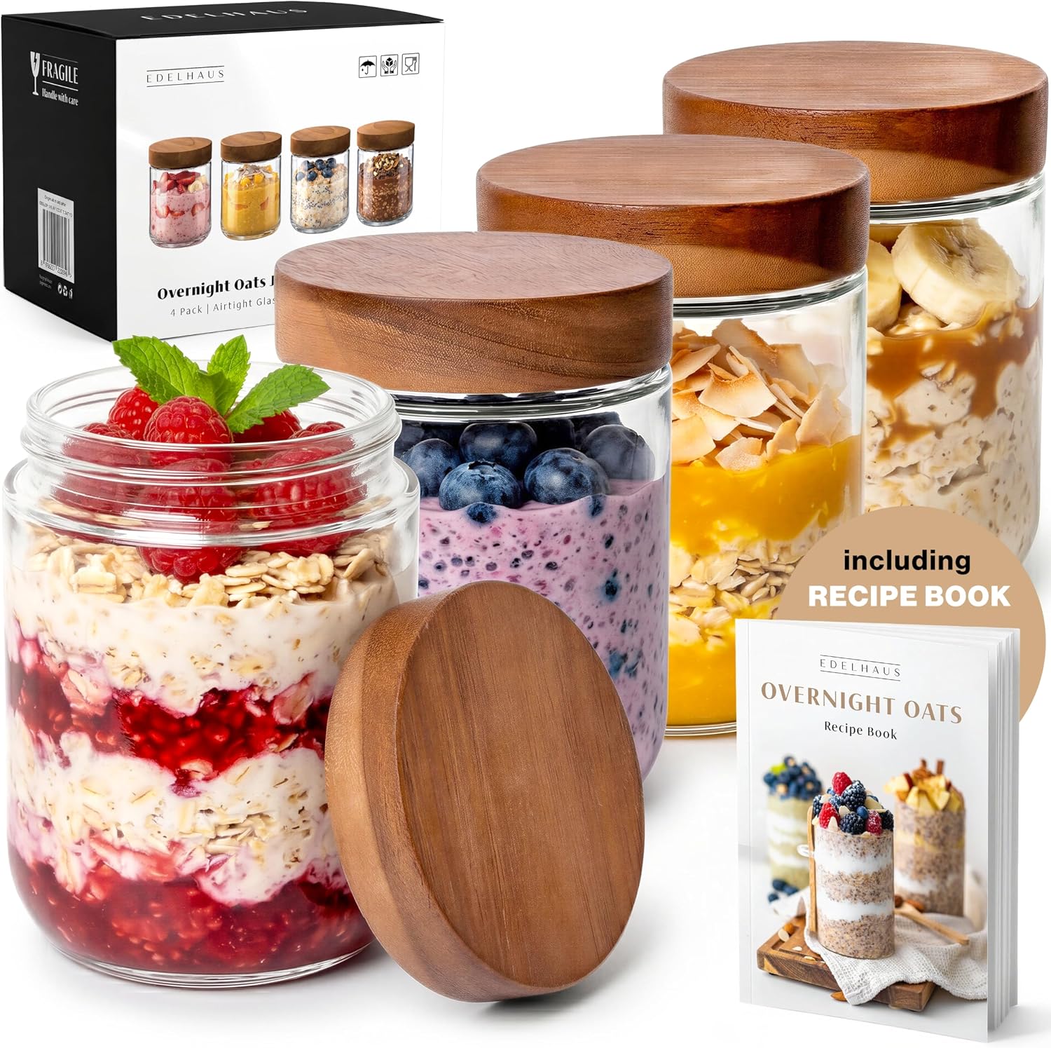 Meal Prep Overnight Oats - 16oz Glasbehälter für Essenszubereitung mit luftdichten