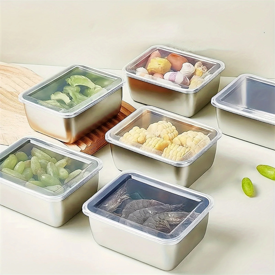 Meal Prep Tupperware - 1/3/5 Stück Edelstahl-Aufbewahrungsbox für Lebensmittel, Frischhaltebox
