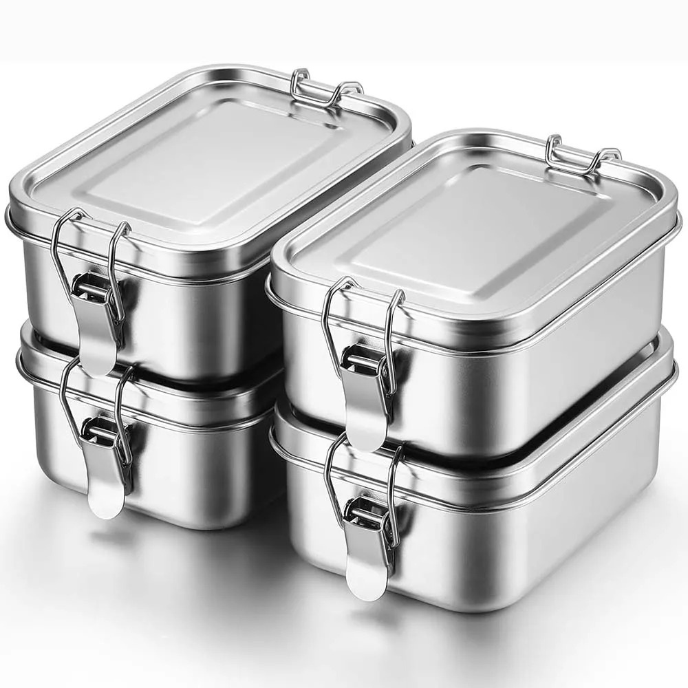 Meal Prep Tupperware - Edelstahl-Bento-Box, Metall-Lunchbox, Aufbewahrungsbehälter für Lebensmittel mit