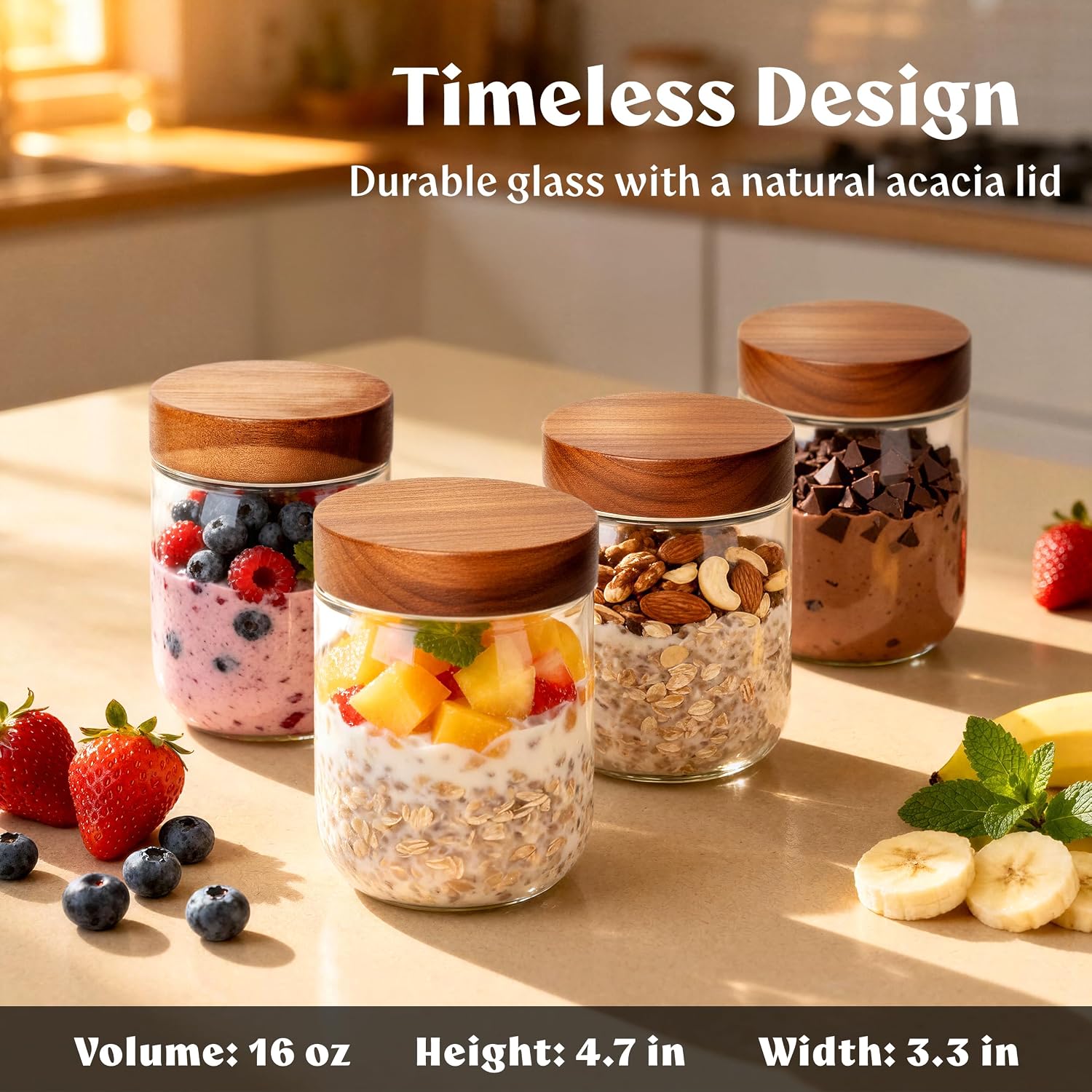 16oz Glasbehälter für Essenszu – Meal Prep Overnight Oats Bewertung und Preis